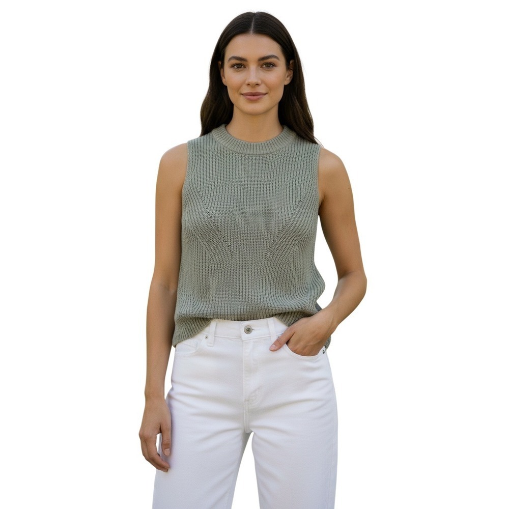 Madewell Olive Green Knit Tank Sleeveless Minimal Sweater Top